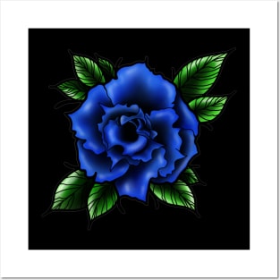 New School Blue Rose Flower Posters and Art